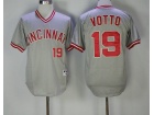 Cincinnati Reds #19 Joey Votto Gray Pullover Jersey