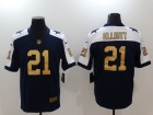 Dallas Cowboys #21 Ezekiel Elliott Blue Golden Number New Style Limited Football Jersey