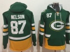 Green Bay Packers #87 Jordy Nelson Green Pullover Football Hoodies