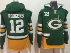 Green Bay Packers #12 Aarron Rodgers Green Pullover Football Hoodies