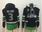 Seattle Seahawks #3 Russell Wilson Blue Pullover Football Hoodies