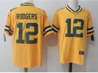 Green Bay Packers #12 Aaron Rodgers Yellow Vapor Untouchable Limited Jersey