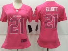 Dallas Cowboys #21 Ezekiel Elliott Pink Women's Stitched NFL Limited Rush Fashion Jersey