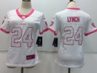 Oakland Raiders #24 Marshawn Lynch White Pink Women's Stitched NFL Limited Rush Fashion Jersey