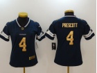 Dallas Cowboys #4 Dak Prescott Blue Golden Number Women Vapor Untouchable Limited Jersey