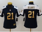 Dallas Cowboys #21 Ezekiel Elliott Blue Golden Number Women Vapor Untouchable Limited Jersey