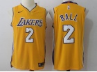 Nike Los Angeles Lakers #2 Lonzo Ball Yellow Jersey