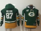 Youth Green Bay Packers #87 Jordy Nelson Green Pullover Football Hoodies