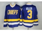 Hanson Brothers Charlestown CHIEFS #3  Dave “Killer” Blue Ice Hockey Jerseys