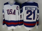 Team USA #21 MIKE ERUZIONE White 1980 USA Olympic Hockey Jersey