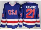 Team USA #21 MIKE ERUZIONE Blue 1980 USA Olympic Hockey Jersey