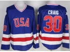 Team USA #30 JIM CRAIG Blue 1980 USA Olympic Hockey Jersey