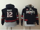 Youth New England Patriots #12 Tom Brady Blue Pullover Football Hoodies