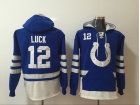 Indianapolis Colts #12 Andrew Luck Blue Pullover Football Hoodies