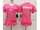 New England Patriots #87 Rob Gronkowski Pink Women's Stitched NFL Limited Rush Fashion Jersey