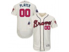 Men's Atlanta Braves Majestic Alternate Cream 2017 Authentic Flex Base Custom Jersey with Commemorat...