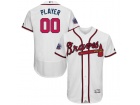 Men's Atlanta Braves Majestic Home White 2017 Authentic Flex Base Custom Jersey with Commemorative P...