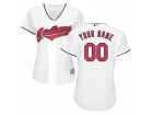 Women's Cleveland Indians Majestic White Home Cool Base Custom Jersey