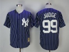 New York Yankees #99 Aaron Judge Blue Pinstrips Throwback Jersey