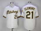 Pittsburgh Pirates #21 Roberto Clemente White 1990-97 Button Down Throwback Jersey