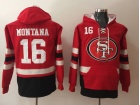 San Francisco 49ers #16 Joe Montana Red Pullover Football Hoodies