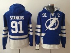 Tampa Bay Lightning #91 Steven Stamkos Blue Pullover Football Hoodies