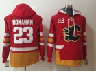 Calgary Flames #23 Sean Monahan Red Pullover Football Hoodies