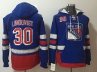 New York Rangers #30 Henrik Lundqvist Blue Hockey Pullover Hoodies