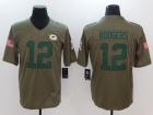 Green Bay Packers #12 Aaron Rodgers Olive Salute To Service Limited Jersey