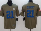 Dallas Cowboys #21 Ezekiel Elliott Olive Salute To Service Limited Jersey