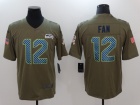 Seattle Seahawks #12 Fan Olive Salute To Service Limited Jersey