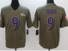 Baltimore Ravens #9 Justin Tucker Olive Salute To Service Limited Jersey