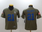 Youth Dallas Cowboys #21 Ezekiel Elliott Olive Salute To Service Limited Jersey