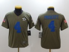 Youth Dallas Cowboys #4 Dak Prescott Olive Salute To Service Limited Jersey