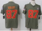 Kansas City Chiefs #87 Travis Kelce Olive Salute To Service Limited Jersey