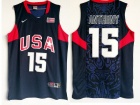 Dream Team #15 Carmelo Anthony Blue 2008 USA Olympic Stitched Basketball Jerseys