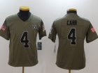 Youth Oakland Raiders #4 Derek Carr Olive Salute To Service Limited Jersey