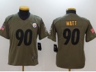 Youth Pittsburgh Steelers #90 T.J. Watt Olive Salute To Service Limited Jersey