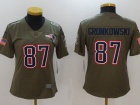 Women New England Patriots #87 Rob Gronkowski Olive Salute To Service Limited Jersey