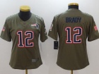 Women New England Patriots #12 Tom Brady Olive Salute To Service Limited Jersey