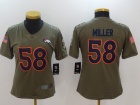 Women Denver Broncos #58 Von Miller Olive Salute To Service Limited Jersey