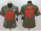 Women Kansas City Chiefs #27 Kareem Hunt Olive Salute To Service Limited Jersey