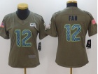 Women Seattle Seahawks #12 Fan Olive Salute To Service Limited Jersey