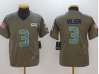 Youth Seattle Seahawks #3 Russell Wilson Olive Salute To Service Limited Jersey