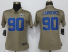 Womens Dallas Cowboys #90 Demarcus Lawrence Olive Salute To Service Limited Jersey