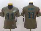 Women Philadelphia Eagles #11 Carson Wentz Olive Salute To Service Limited Jersey