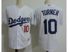 Los Angeles Dodgers #10 Justin Turner White With Number Cool Base Jersey