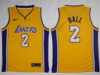 Nike Los Angeles Lakers #2 Lonzo Ball Yellow Swingman Basketball Jersey