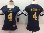 Women Dallas Cowboys #4 Dak Prescott Blue With Gold Number Vapor Untouchable Limited Jersey