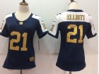 Women Dallas Cowboys #21 Ezekiel Elliott Blue With Gold Number Thanksgiving Vapor Untouchable Limite...